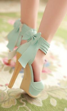 Mint bow heels #Shoes