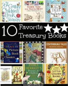 
                    
                        We love treasury books here! There is just something special about having one big book of favorites! Perfect to take on vacation or to have in your children's library! Here are our favorites!!
                    
                