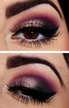 
                    
                        Black, Burgundy & Gold Eye Makeup Look
                    
                