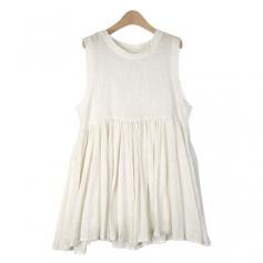 Shirred Gauze Sleeveless Dress from stylenanda.com on Wanelo