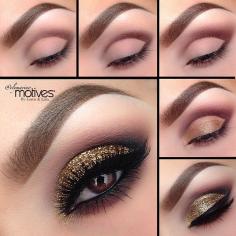 Gold glitter eye makeup