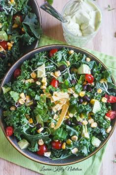 
                    
                        Chopped Mexican Kale Salad with Creamy Avocado Dressing from Lauren Kelly Nutrition
                    
                