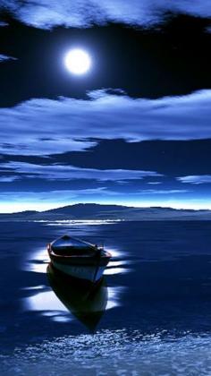 Moonlit boat at night. So Beautiful!