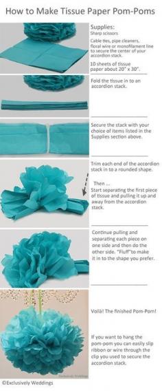 DIY tissue paper pom pom decorations for baby showers or weddings