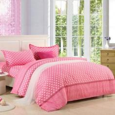 
                    
                        White Polka Dots Pink 4 Pieces Cotton Bedding Sets #bedding #fashion
                    
                