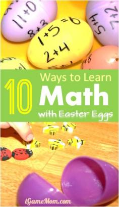 
                    
                        10 ways to learn math with Easter Eggs - math games and printable worksheets to help kids learn numbers, counting, odd even numbers, and math operations. Fun STEM learning activities for kids from toddler, preschool to upper elementary school
                    
                