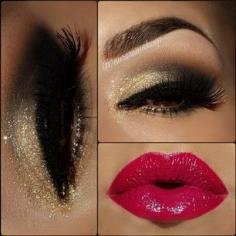 
                    
                        Red lips and gold smoky eye .#makeup
                    
                