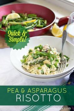 
                    
                        Check out this amazing trick to making tender risotto EVERYTIME...in less than 15 MINUTES!! Pea, Asparagus & Mushroom Risotto. YUM!
                    
                