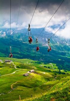 Mountain Ziplining, The Alps, Switzerland. Add to bucket list: zip line over hills/mountains.
