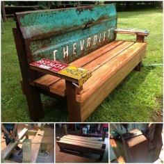 
                    
                        garden benches from repurposed items | Bench with repurposed truck parts
                    
                