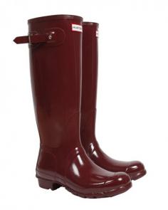 Hunter Tall Gloss Welly in Merlot