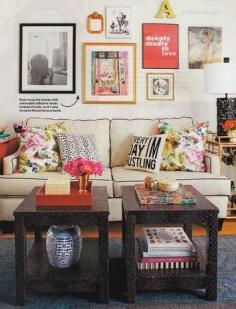 
                    
                        So cute and cozy. Love the wall decor and colorful pillows (like mine will look on my couch!)
                    
                