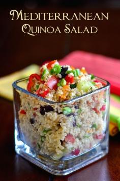 Mediterranean Quinoa Salad - a versatile healthy and very nutritious recipe that can be served hot as a delicious side dish or cold as a terrific alternative to pasta salad. / n l rock recipes
