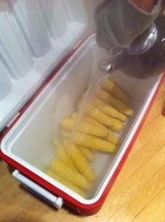 
                    
                        How to Cook Corn on the Cob In a Cooler  (Awesome idea!!!  Since I am sure there will be lots of family reunions, and get togethers for the quickly approaching SUMMER)
                    
                