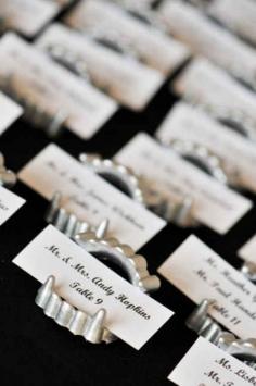 Vampire fangs place card holders!  Fun for a Halloween party.