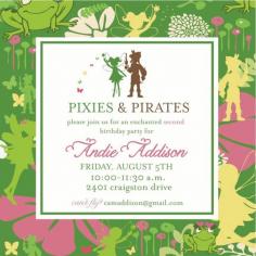 
                    
                        Pixies and Pirates Invitation- Tinkerbell. $16.00, via Etsy.
                    
                