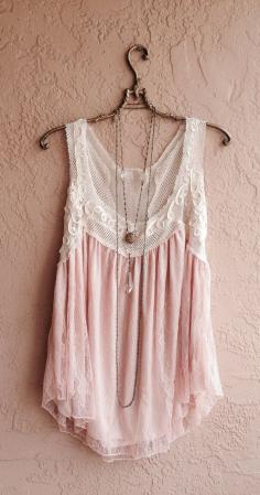 
                    
                        Romantic bohemian gypsy tunic with nude blush lace
                    
                