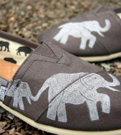 Elephant shoes say what?!  Grey Printed Toms Shoes - Elephant by The Matt Butler on Scoutmob Shoppe
