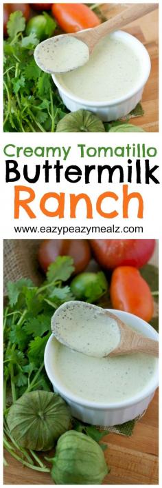 
                    
                        Creamy Tomatillo Buttermilk Ranch: The perfect Mexican twist on ranch! You only need 5 minutes and a blender! - Eazy Peazy Mealz
                    
                
