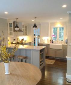 Perfect little kitchen... love the cabinet color