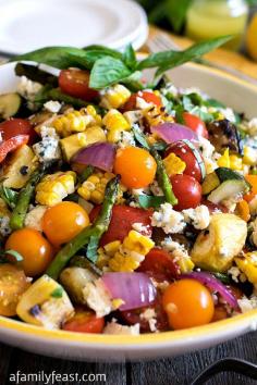 Grilled Summer Vegetable Salad - A Family Feast #Recipe