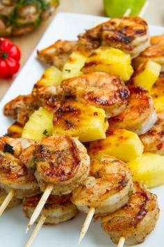 
                    
                        Grilled Jerk Shrimp and Pineapple Skewers. This looks so good - and healthy, low calorie, and easy.
                    
                