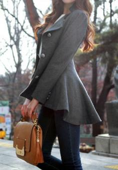 
                    
                        Asymmetric Fit-and-flare Blazer - Grey LookBookStore
                    
                