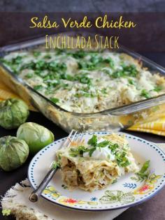 
                    
                        Salsa Verde Chicken Enchilada Stack | EricasRecipes.com
                    
                