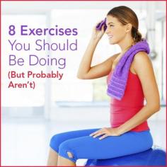 
                    
                        A healthy woman sitting on a bench after workout wiping her sweat with the word "8 Best Exercises You Should Be Doing But Probably Aren't" above her.
                    
                
