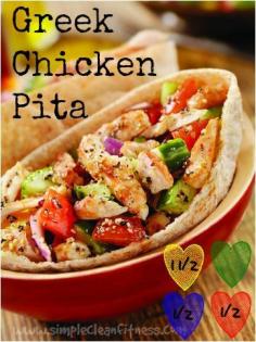 
                    
                        Greek Chicken Pita - 21 Day Fix Recipes - Clean Eating Recipes Healthy Recipes - Dinner - Lunch  weight loss  - 21 Day Fix Meals - www.simplecleanfi...
                    
                