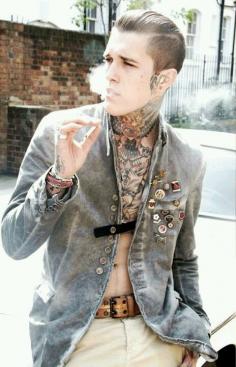 Nothing. But. A. Jacket.  #Tattoo #Ink #Tattooed #Boy #Man #Guy #Male #Modification #Haircut #Beard #Hair #Piercing #Mustache #style #Hombre #tattoos  #inked #urban #hairstyle #hair #tattooedboys #smoking #rockabilly #menswithtattoos #tattooedmens #yum #boyswithtattoos #awesome #hot #wow #gauges #tumblrboys #menswear  #smoke #strechedears #menhair #hairformen #hairstyleformens #inkednation #niceguy