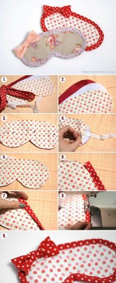 DIY: eye mask. Easy sewing project. Could be part of a little gift set... Hmm.