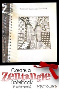 Zentangle notebook, freebie, download, printable, template, Christmas gift