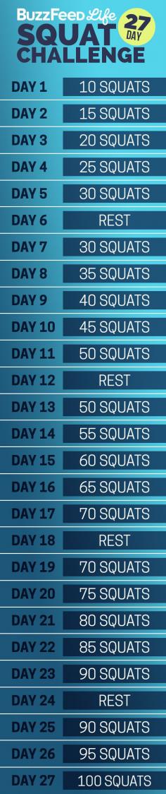 
                    
                        Here’s your daily squat schedule: | Take BuzzFeed's 27-Day Squat Challenge, Have The Best Summer Of Your Life
                    
                