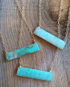 
                    
                        Gold edged Chrysoprase Bar Necklace by joydravecky on Etsy boho jewelry, handmade jewelry
                    
                