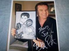 
                    
                        I got this personal THANK YOU two years ago from Butch " Eddie Munster " Patrick. Because after he mailed me a photo of him and Wolfie I sculpted it and shipped it out to him in Anaheim California. He then mailed me back this 8 x 10 Thank You !
                    
                