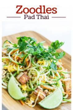 
                    
                        Pad Thai Zoodles Recipe! Make Zucchini Noodles - Thai style with chopped peanuts, a squeeze of lime and crispy tofu | steamykitchen.com
                    
                