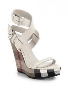 
                    
                        Burberry - Goldfinch Check-Wedge Sandals
                    
                