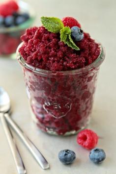 
                    
                        Berry Burst Granita | My Baking Addiction.  Acai Berry Vitamin Burst combines with fresh berries to create a refreshing Summer dessert.
                    
                