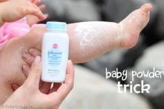 
                    
                        Add this item to your beach bag. Baby powder gets sand off your skin easily
                    
                