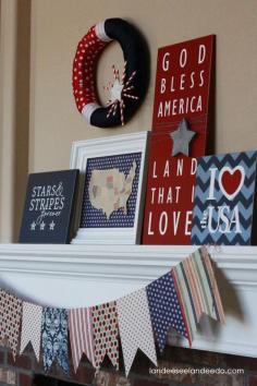 4th of July Mantel #summer #July #4th