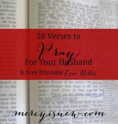 
                    
                        28 Verses to Pray for Your Husband {Free Printable Love Notes}
                    
                