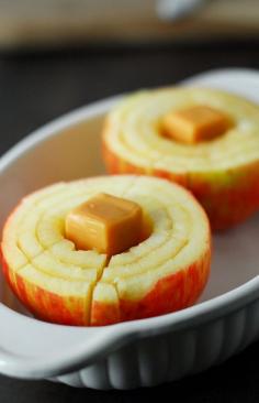 Blooming Baked Caramel Apple