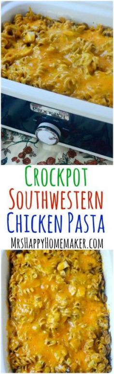 
                    
                        My Crockpot Southwest Chicken Pasta is a staple in my home & family favorite. It’s simple & so delicious! Alternatively, you can cook it in the oven too. You can also switch out the pasta for rice, and it’s yummy either way! | MrsHappyHomemaker... @thathousewife
                    
                