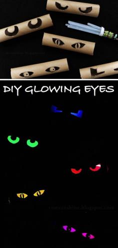 
                    
                        Glowing Eyes Toilet paper rolls and glow sticks? Well, yes, if you want to scare all of the cute little trick-or-treaters. Of course you do. Just hide them in your bushes, shrubs and trees, and watch as your glowing eyes terrorize the neighborhood.
                    
                