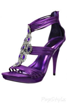 Pleaser Women's Revel-20 PPSA T-Strap Sandal, #Purple Satin, $74.95