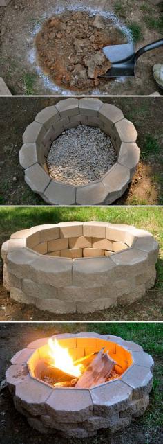 DIY Project: How to Build a Back Yard Fire Pit! Super easy & cheap! Took just a couple of hours & the bricks (40 of them) were $1.25 each