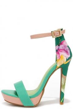 
                    
                        Miami Beach Sea Green Print Platform Sandals
                    
                