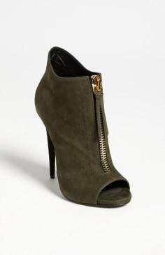 Giuseppe Zanotti: olive green open toe bootie