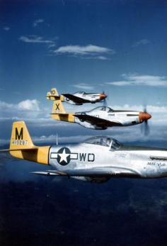 
                    
                        warisstupid:  P-51D Mustangs of the 4th Fighter Squadron in flight, 1944-45 source: United States National Archives via D. Sheley
                    
                